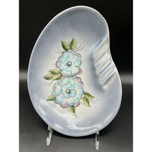 Madeline Originals MCM Blue Floral Pottery Ashtray 10x7